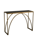 Mayco Mirrored Furniture Gold Metal Hallway Console Table and Mirror